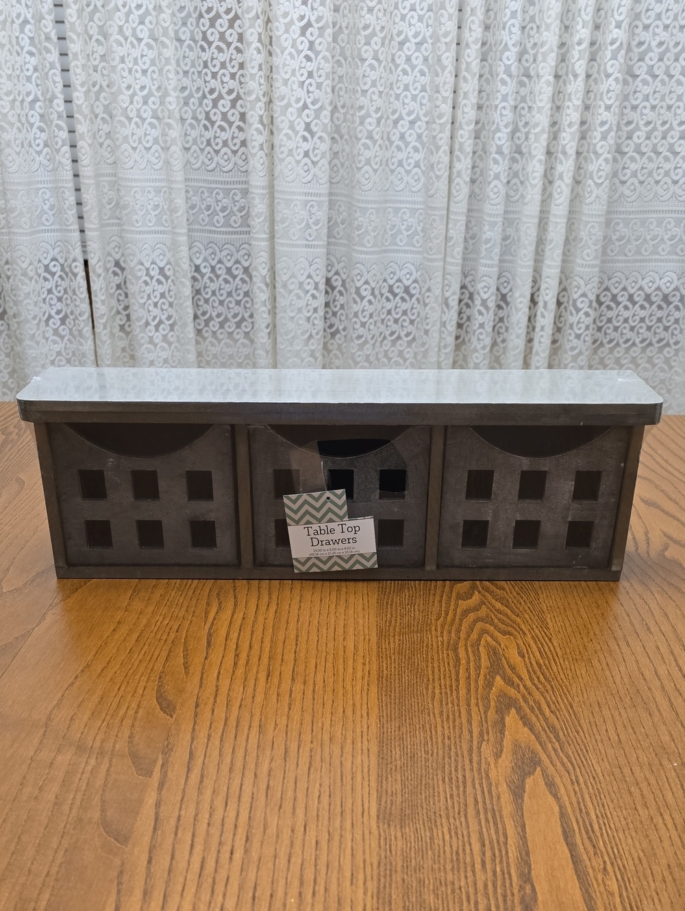 Rustic 3 Drawer Organizer Tabletop or Wall Mount Farmhouse Storage Unit MDF Wood - Picture 3 of 9